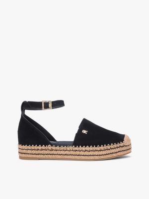 black suede ankle strap platform espadrilles for women tommy hilfiger