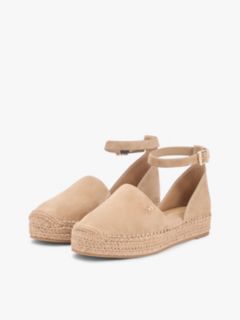 Suede Ankle Strap Platform Espadrilles — Khaki 2