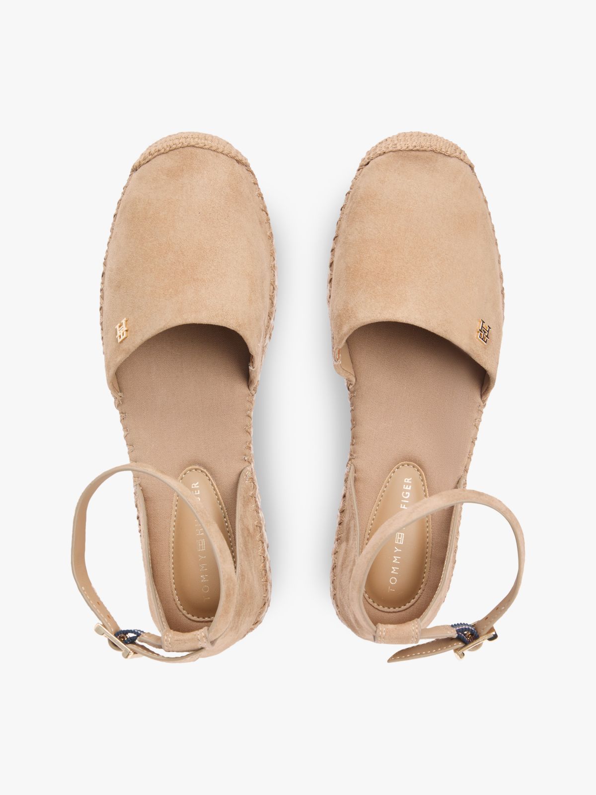 Suede Ankle Strap Platform Espadrilles — Khaki