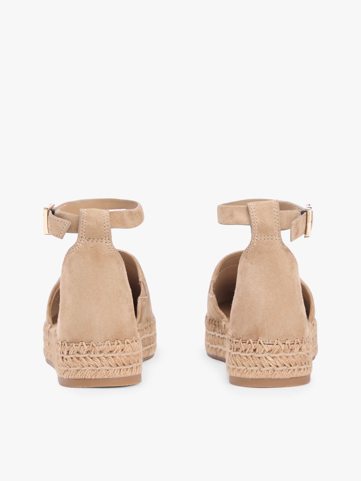 Suede Ankle Strap Platform Espadrilles — Khaki