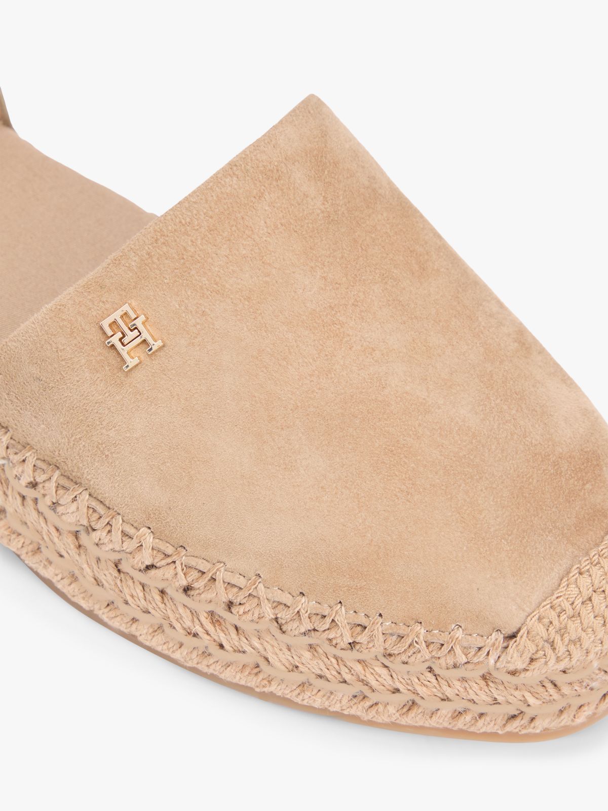 Suede Ankle Strap Platform Espadrilles — Khaki