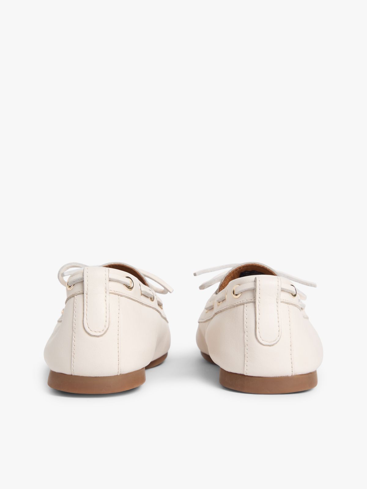 Leather TH Monogram Boat Shoes — Beige