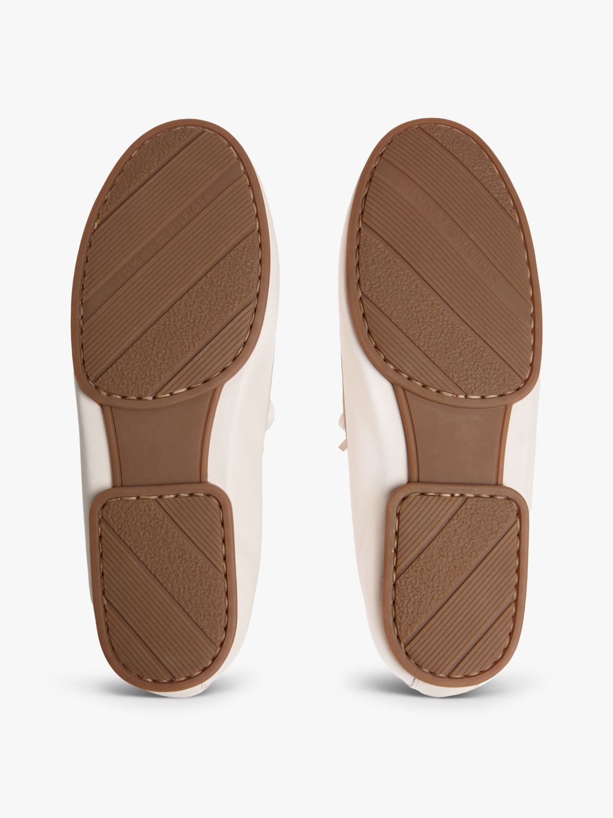 Leather TH Monogram Boat Shoes — Beige