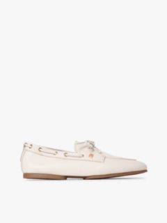 Leather TH Monogram Boat Shoes — Beige 1