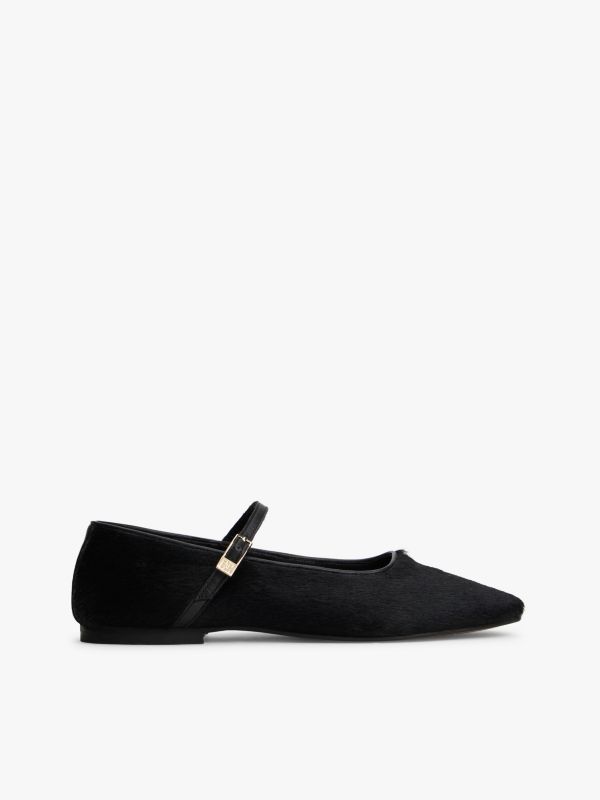 Leather Mary Jane Ballerinas — Black