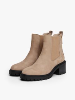 Cleat Block Heel Chelsea Boots — Beige 2