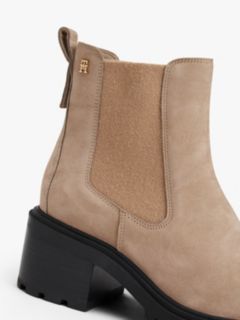 Cleat Block Heel Chelsea Boots — Beige 6