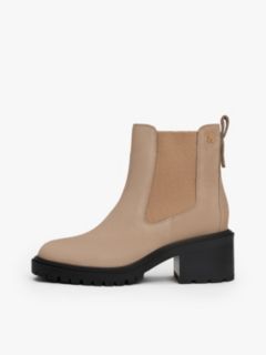 Cleat Block Heel Chelsea Boots — Beige 7