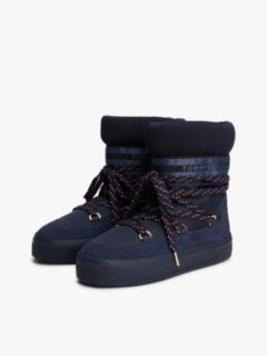 Logo Tape Warm Lined Lace-Up Snow Boots — Blue 2