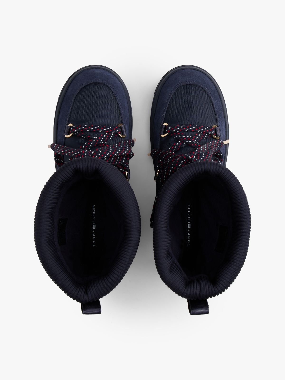Logo Tape Warm Lined Lace-Up Snow Boots — Blue
