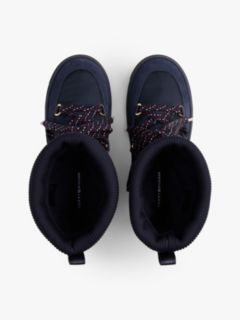 Logo Tape Warm Lined Lace-Up Snow Boots — Blue 3