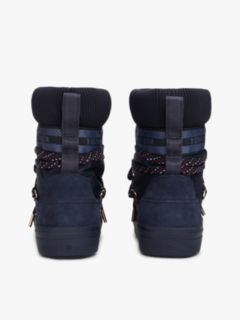 Logo Tape Warm Lined Lace-Up Snow Boots — Blue 4