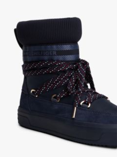 Logo Tape Warm Lined Lace-Up Snow Boots — Blue 6