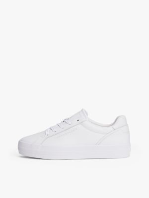 weiß plateau-sneaker aus leder für damen - tommy hilfiger