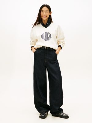 mules en cuir à monogramme th et clous noir pour femmes tommy hilfiger