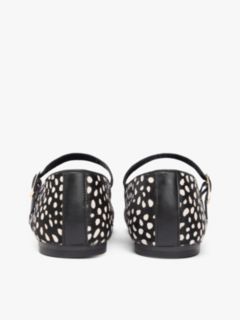 Snow Leopard Print Buckle Ballerinas — Black 4