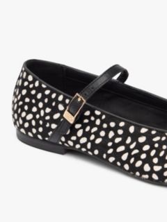 Snow Leopard Print Buckle Ballerinas — Black 6