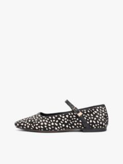 Snow Leopard Print Buckle Ballerinas — Black 7