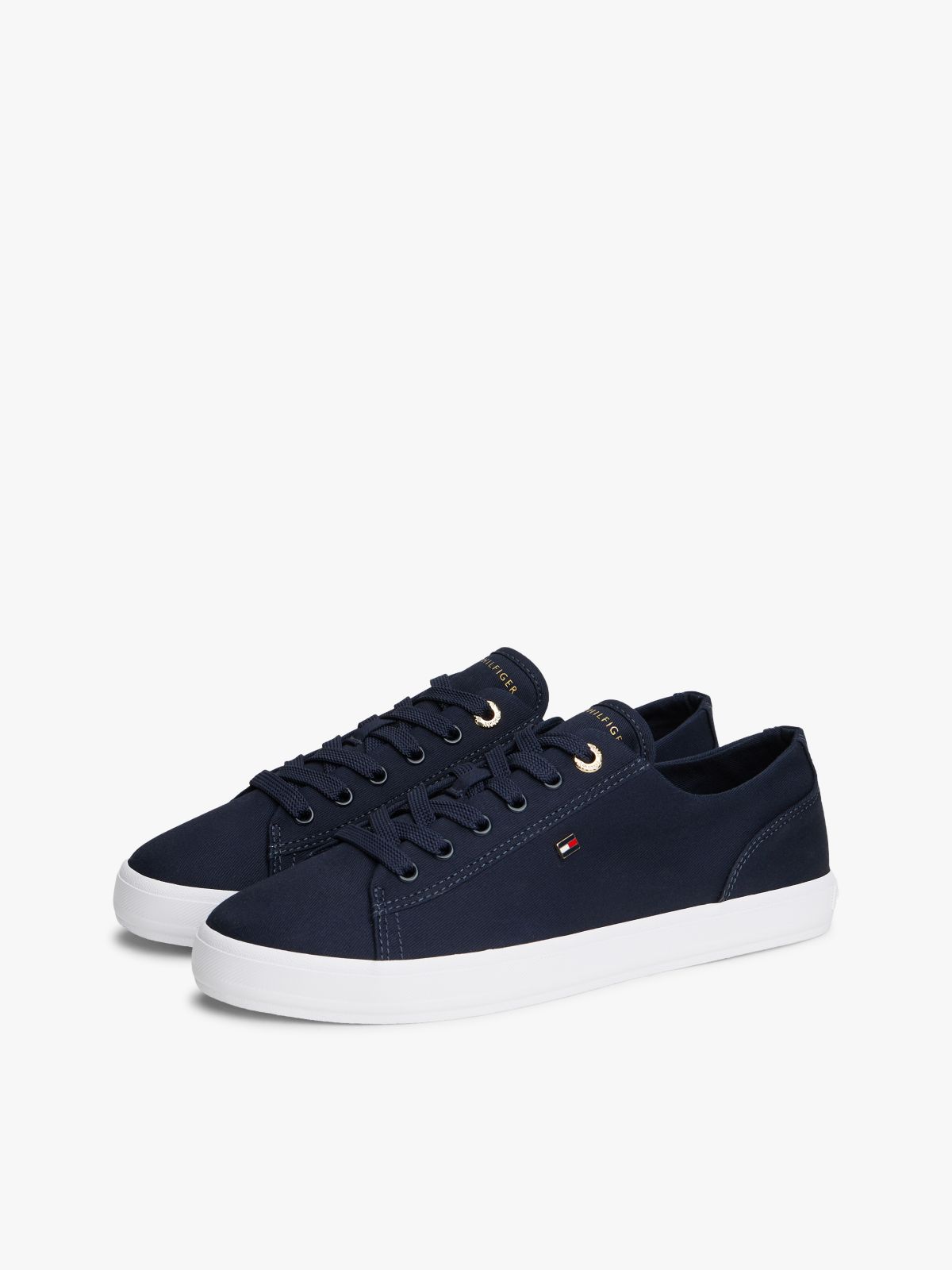Enamel Flag Canvas Trainers — Blue