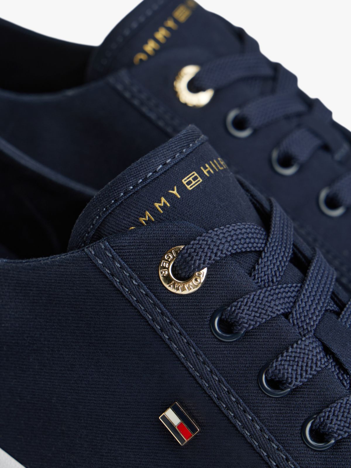 Enamel Flag Canvas Trainers — Blue