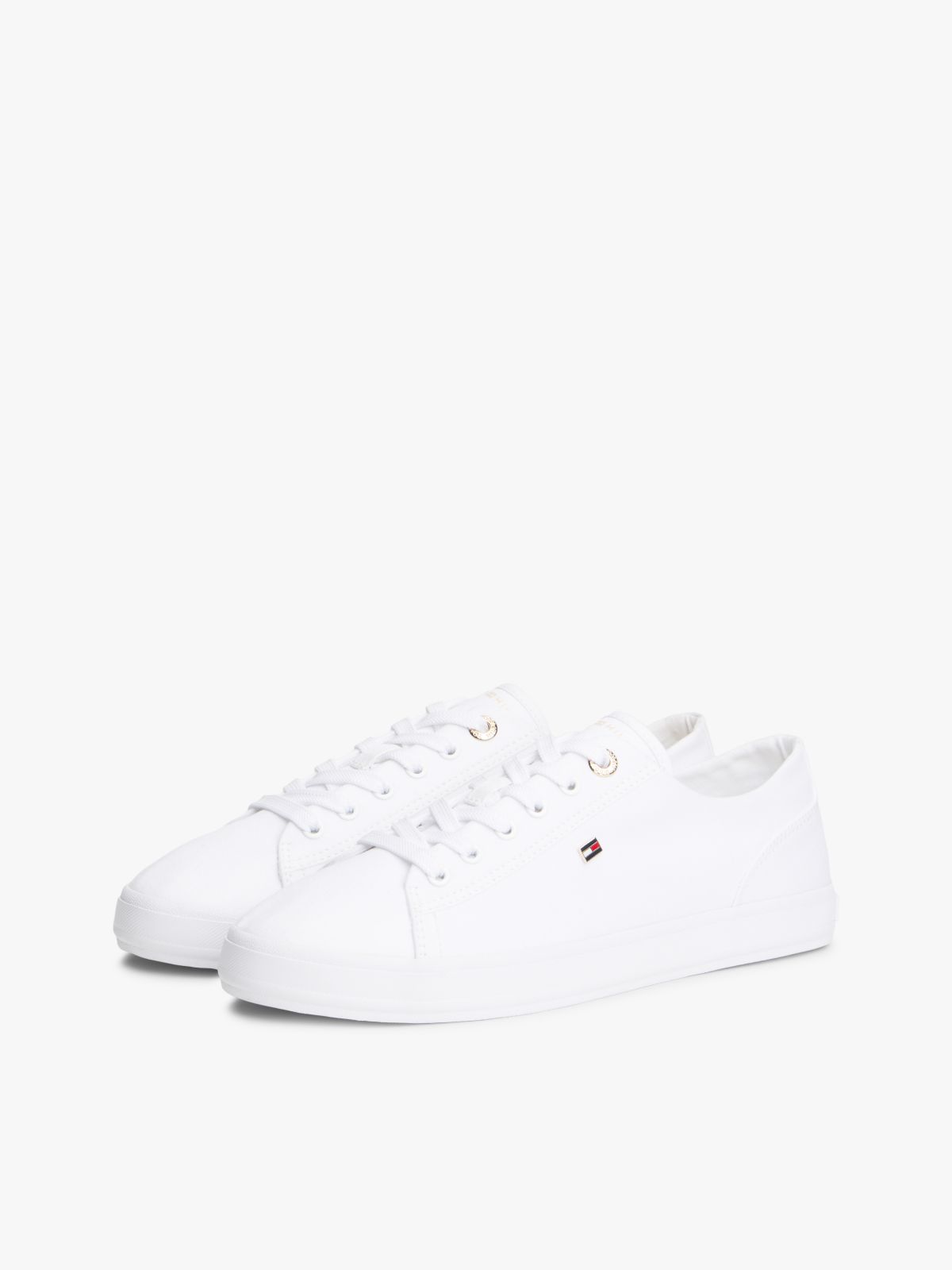 Enamel Flag Canvas Trainers — White