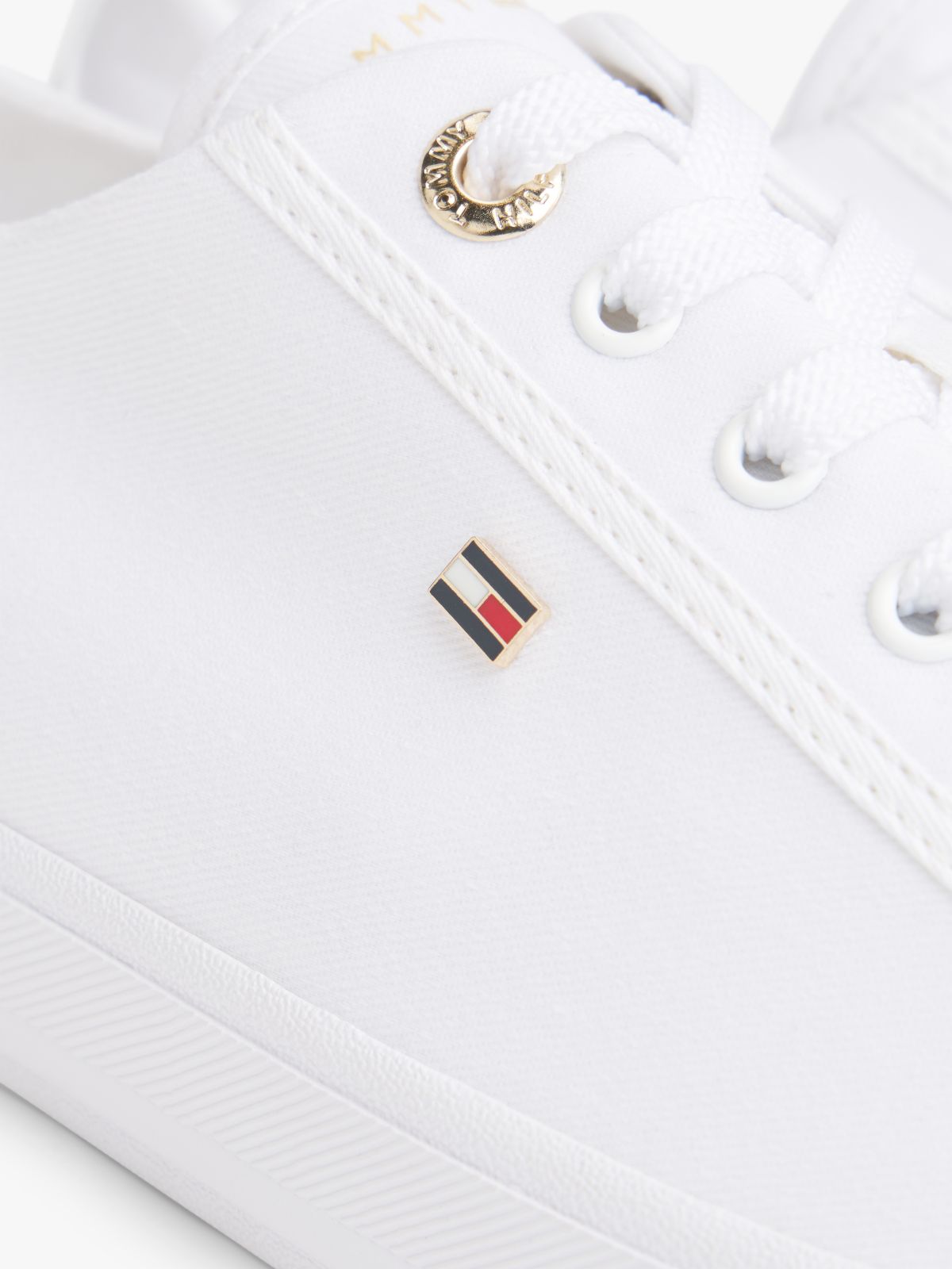 Enamel Flag Canvas Trainers — White