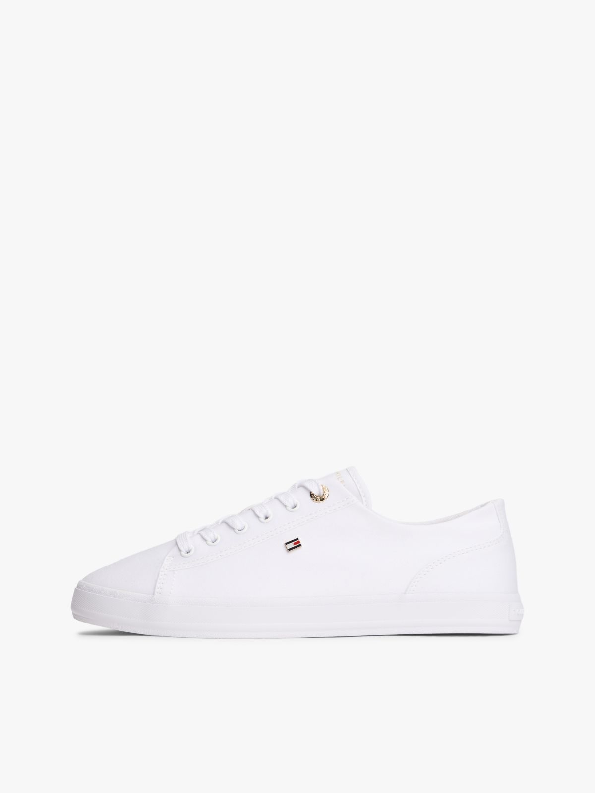 Enamel Flag Canvas Trainers — White
