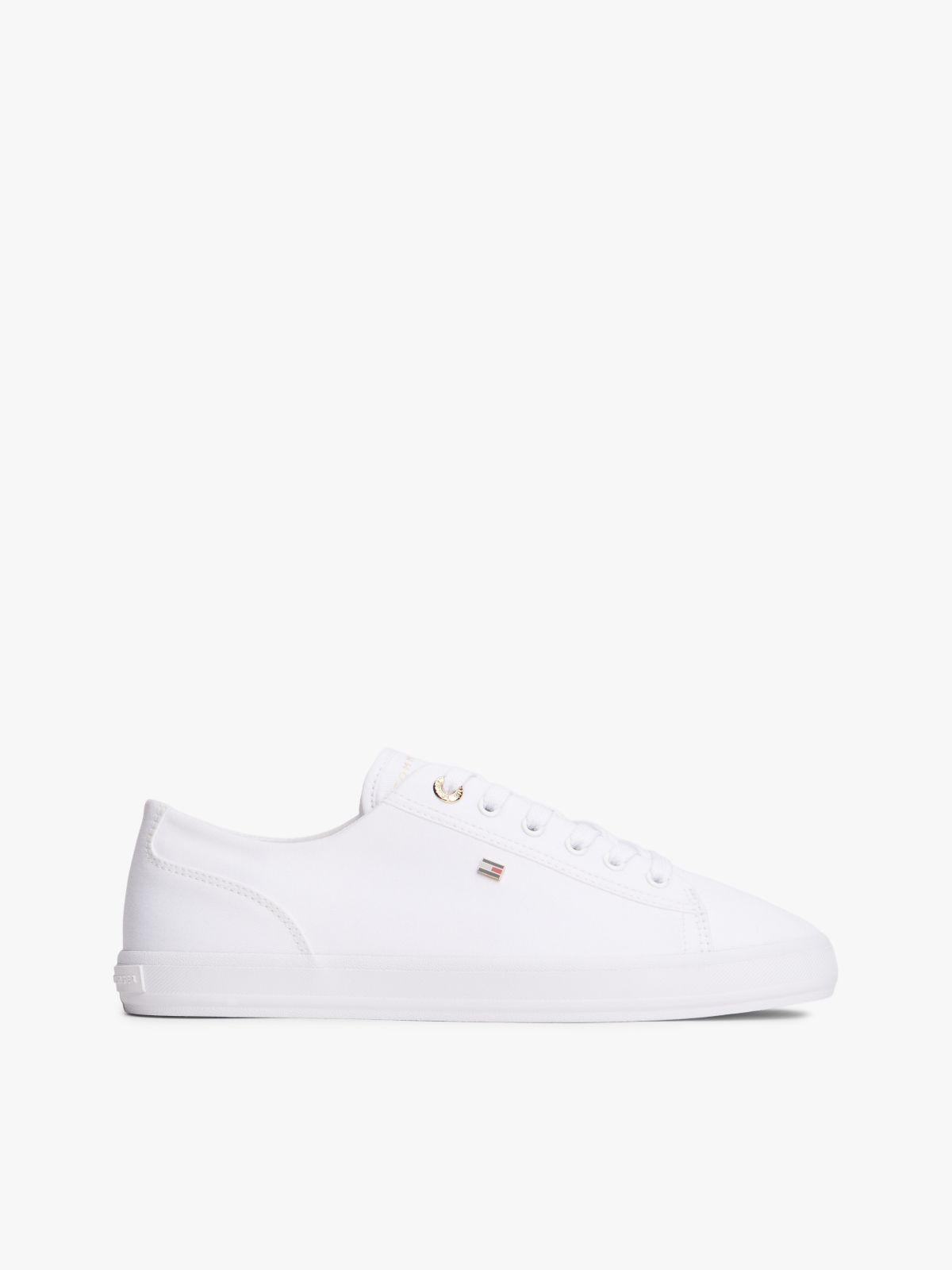 Enamel Flag Canvas Trainers — White