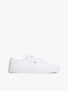 Enamel Flag Canvas Trainers — White 1