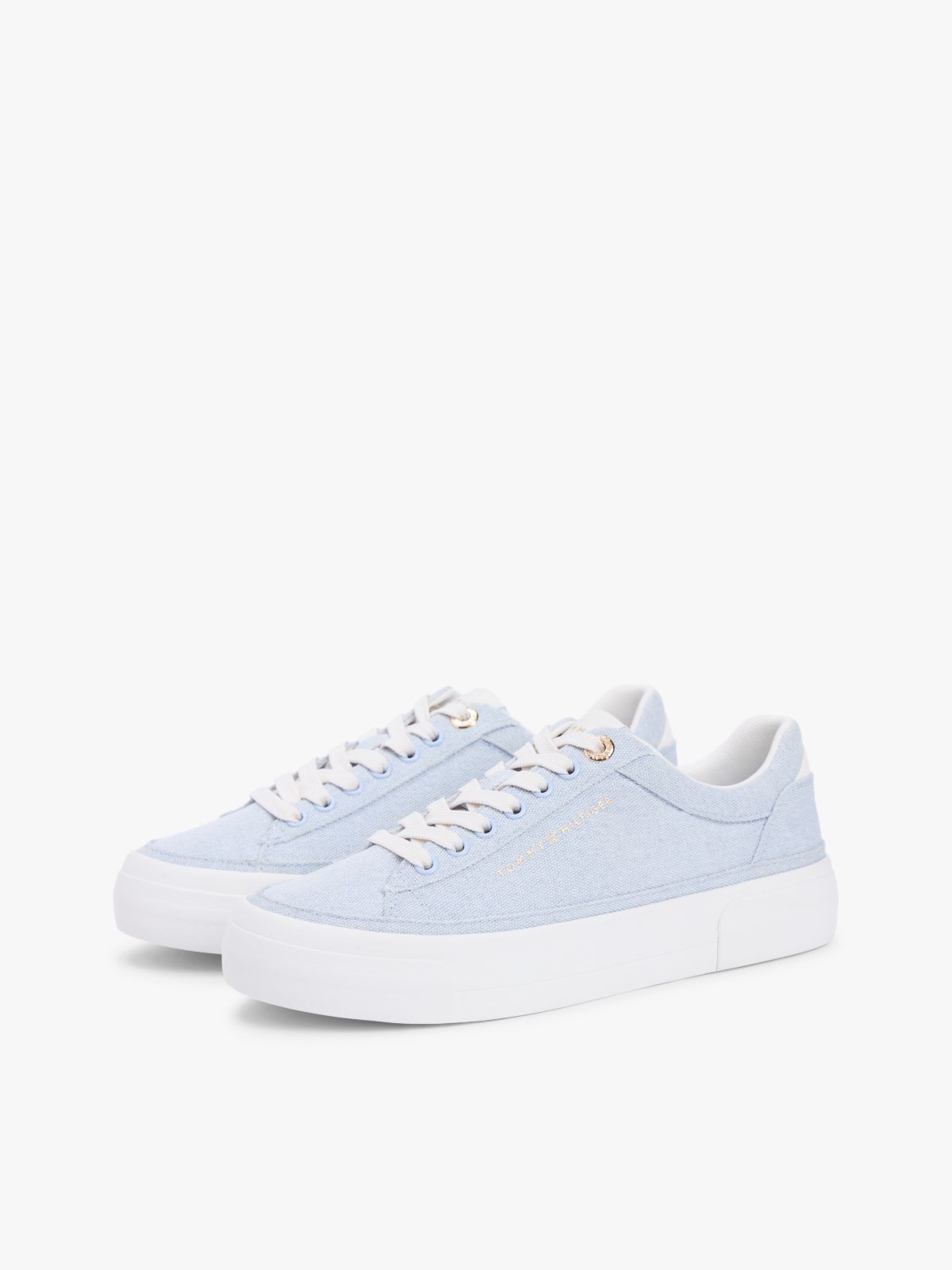 Washed Canvas Platform Trainers — Blue