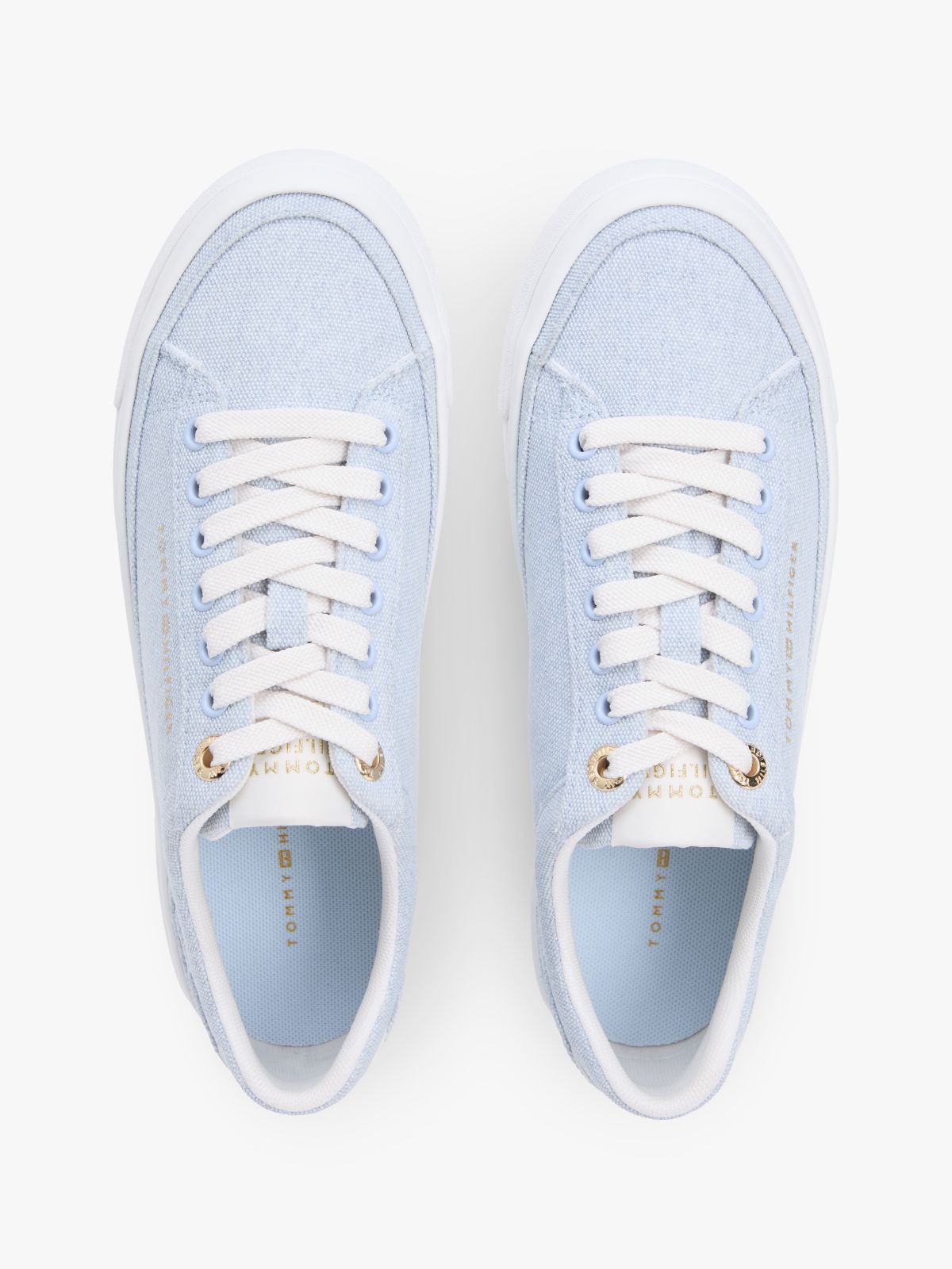 Washed Canvas Platform Trainers — Blue
