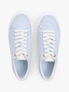 Washed Canvas Platform Trainers — Blue 3