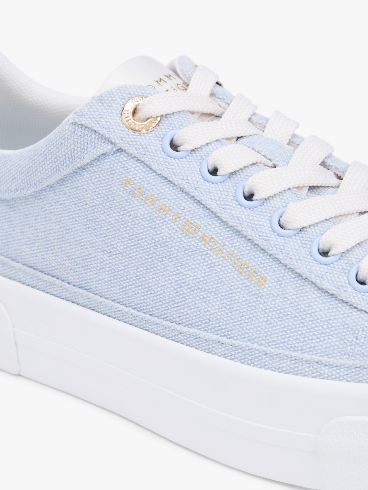 Washed Canvas Platform Trainers — Blue