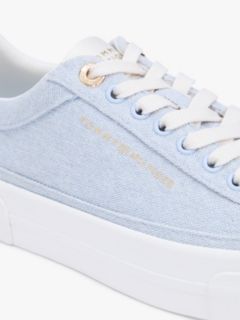 Washed Canvas Platform Trainers — Blue 6