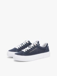 Washed Canvas Platform Trainers — Blue 2