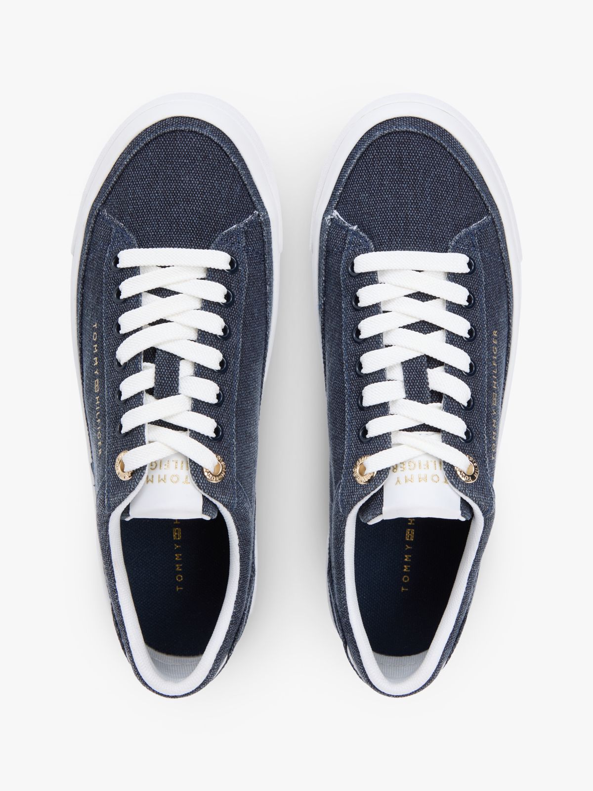 Washed Canvas Platform Trainers — Blue