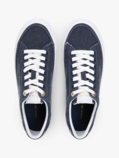 Washed Canvas Platform Trainers — Blue 3