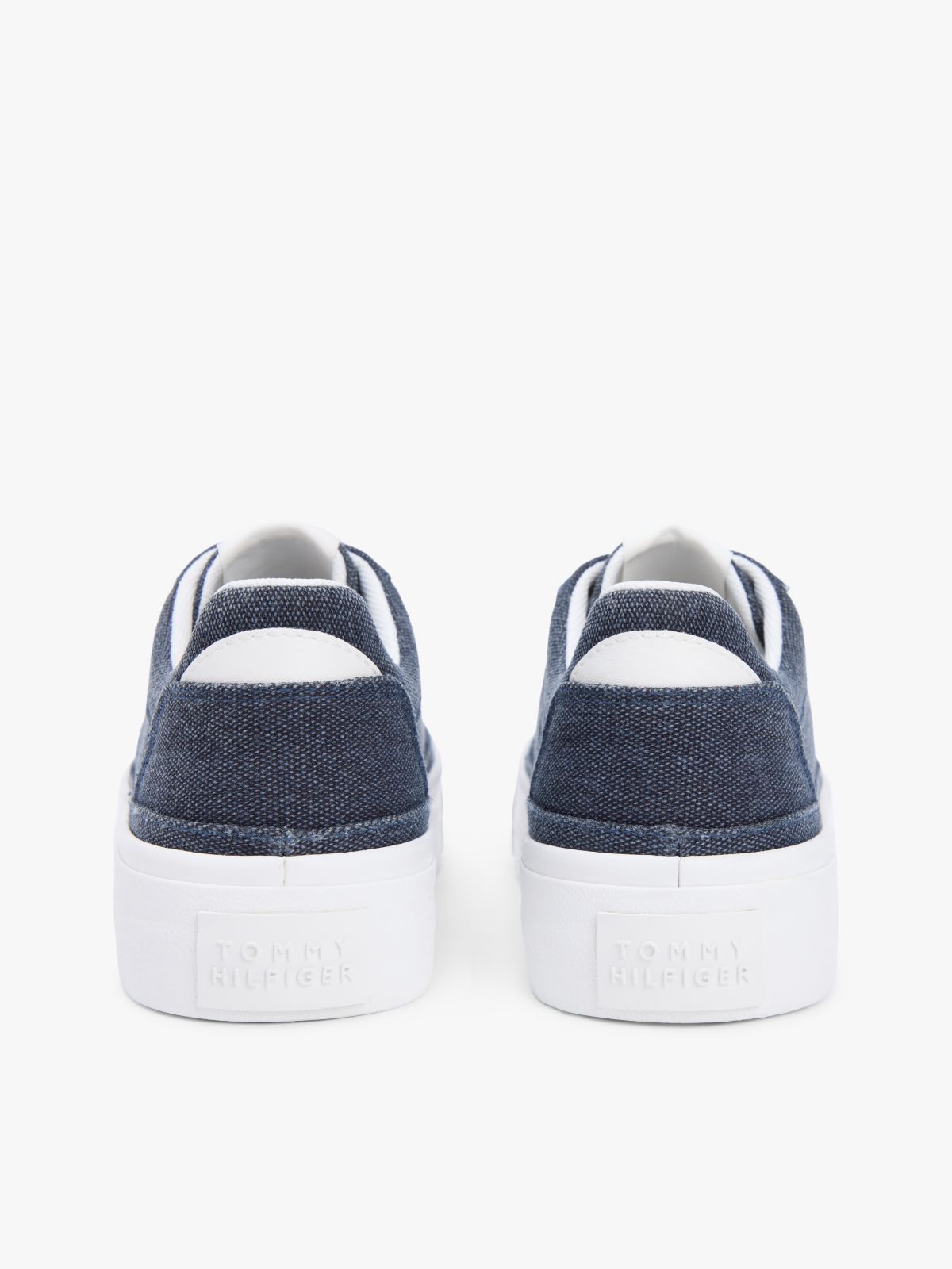 Washed Canvas Platform Trainers — Blue