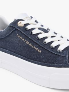 Washed Canvas Platform Trainers — Blue 6