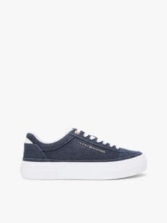 Washed Canvas Platform Trainers — Blue 1