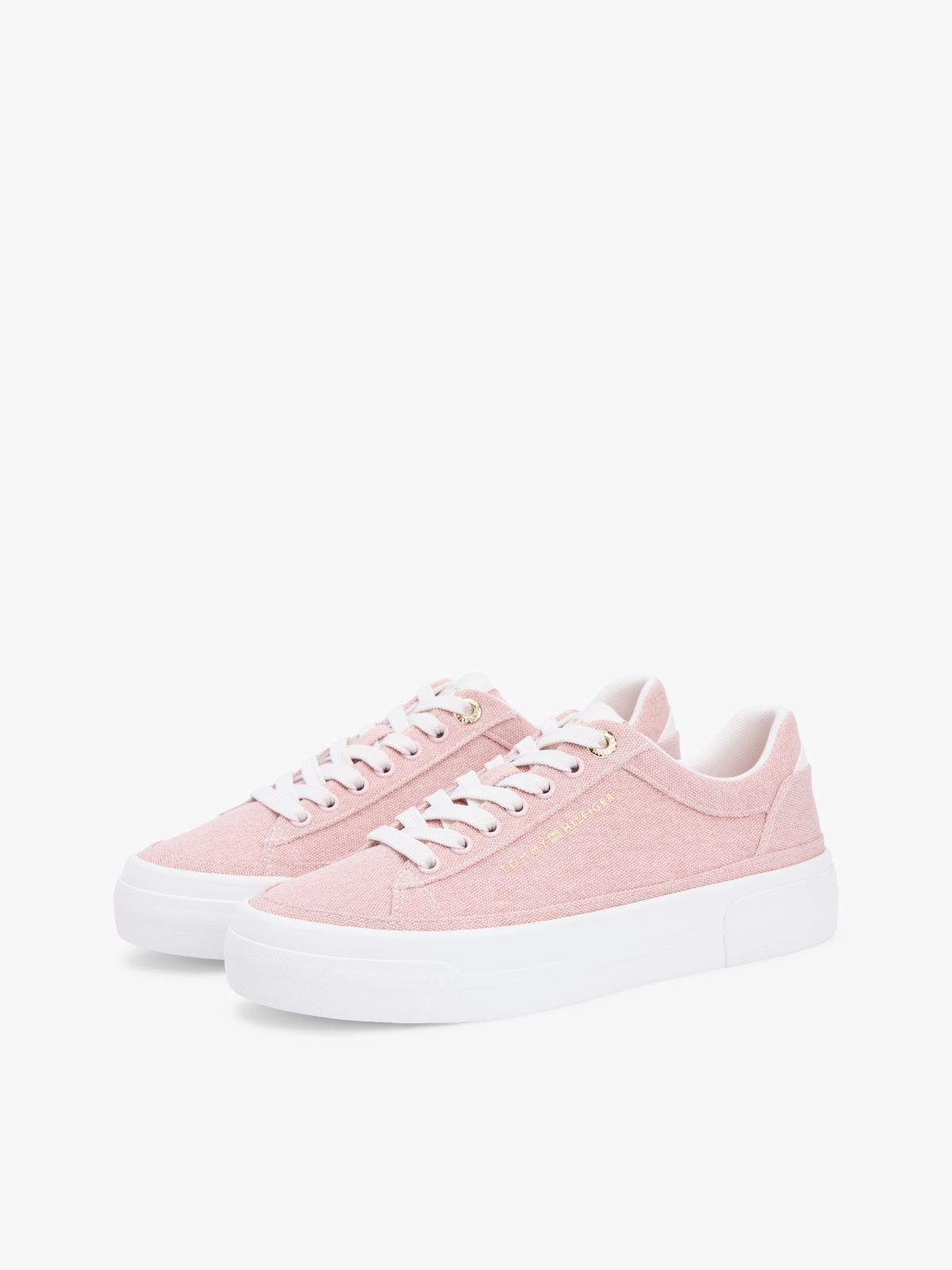 Washed Canvas Platform Trainers — Pink