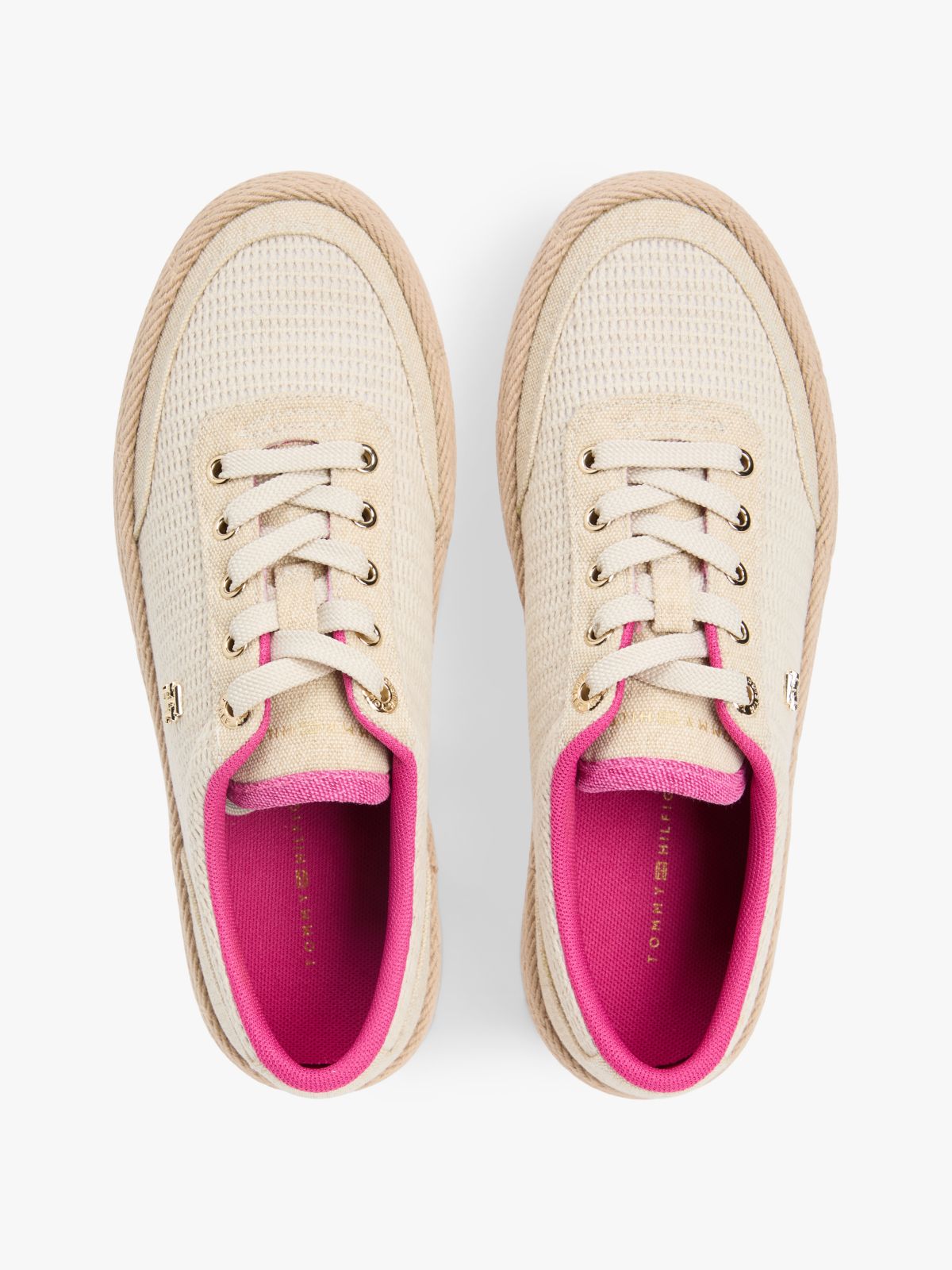 TH Monogram Canvas Rope Platform Trainers — Beige
