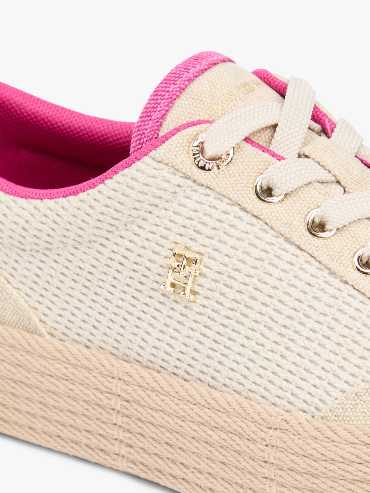 TH Monogram Canvas Rope Platform Trainers — Beige