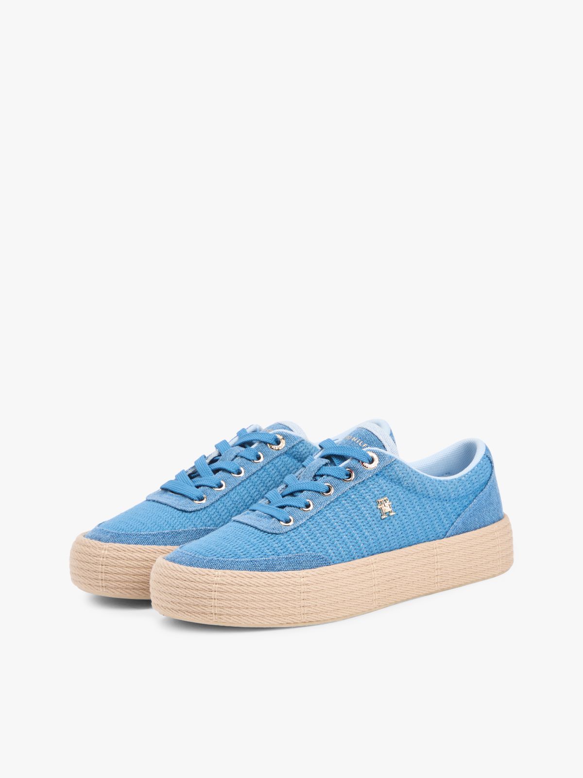 TH Monogram Canvas Rope Platform Trainers — Blue