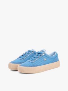 TH Monogram Canvas Rope Platform Trainers — Blue 2