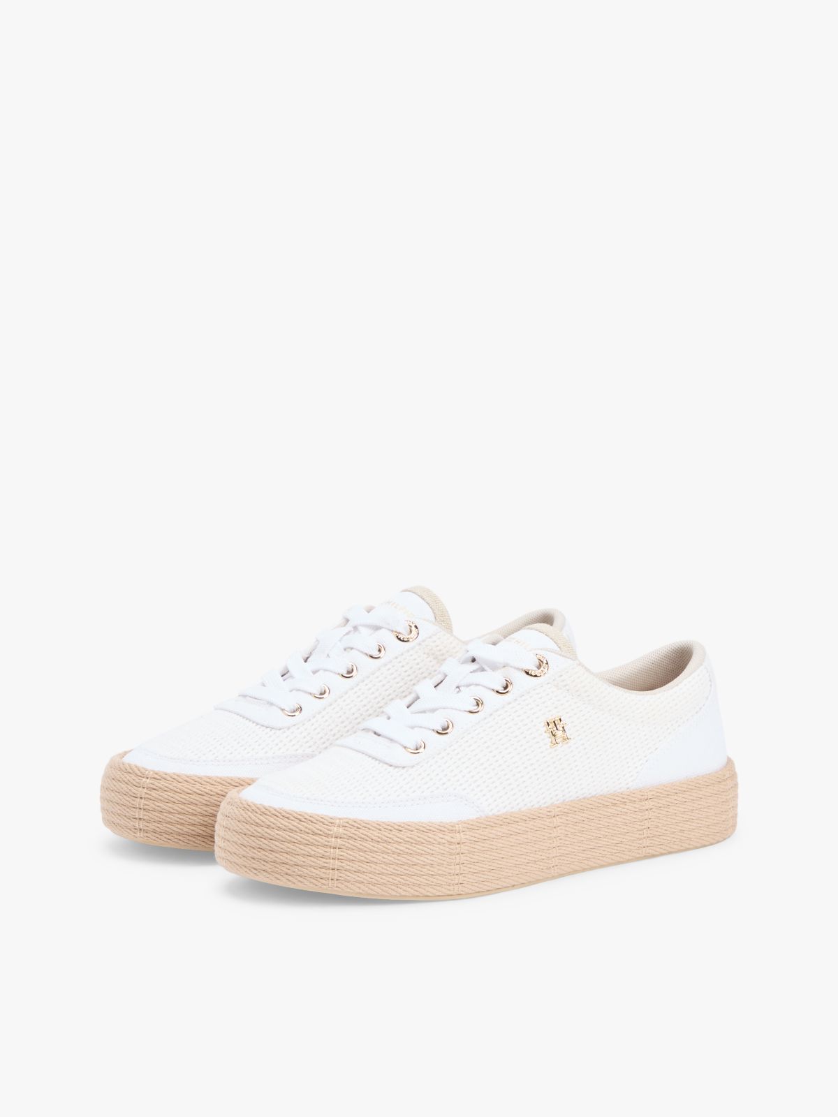 TH Monogram Canvas Rope Platform Trainers — White