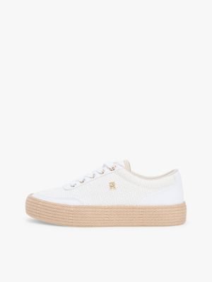 weiß platform-sneaker aus canvas mit th-monogramm für damen - tommy hilfiger