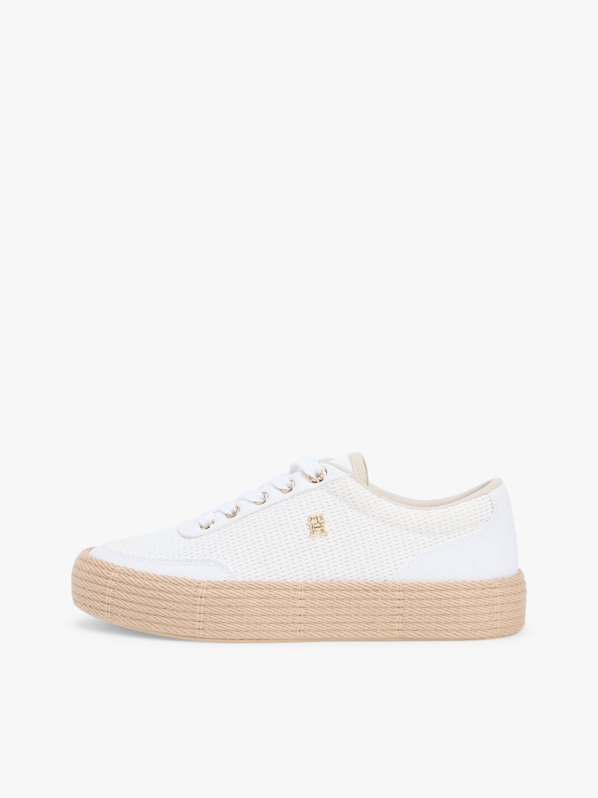 TH Monogram Canvas Rope Platform Trainers — White