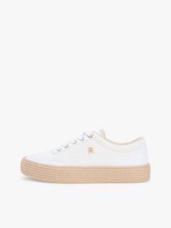 TH Monogram Canvas Rope Platform Trainers — White 7