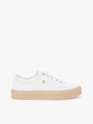 white platform-sneaker aus canvas mit th-monogramm für damen - tommy hilfiger